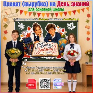 Большой вырубной плакат на День знаний для основной школы
