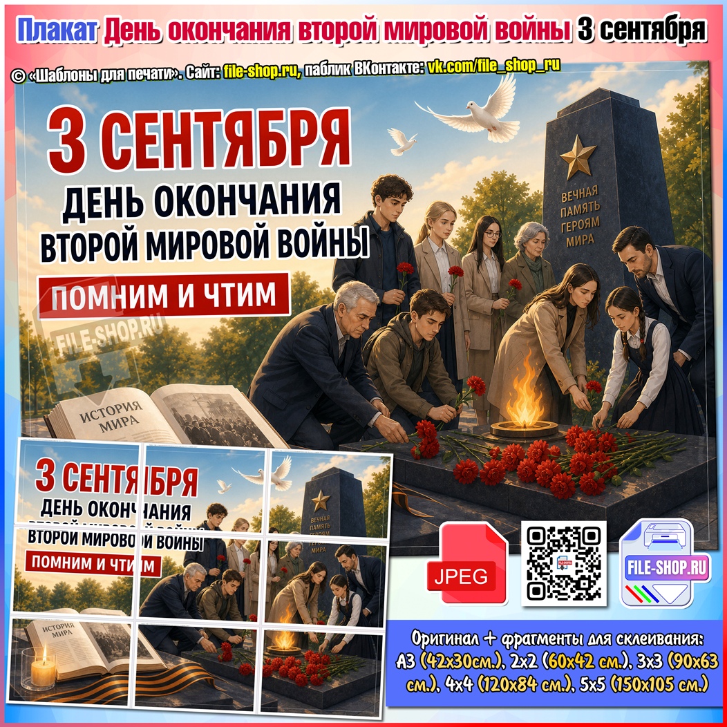 Плакат «День окончания второй мировой войны» к 3 сентября