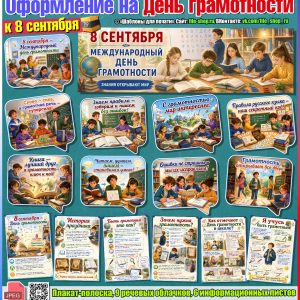 Оформление на День грамотности к 8 сентября (набор шаблонов)