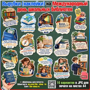 Наклейки (вырубные плакаты) для оформления на Международный день школьных библиотек