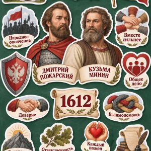 Оформление «Князь Дмитрий Пожарский и земский староста Кузьма Минин» к занятию «Разговоры о важном» (26 октября 2026) для 6-11 классов